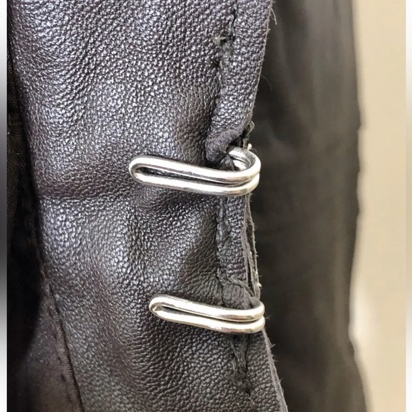 AllSaints XS 6 8 Fitted Leather Jacket Peplum Steampunk Victoriana Brown Whitby - Picture 6 of 9